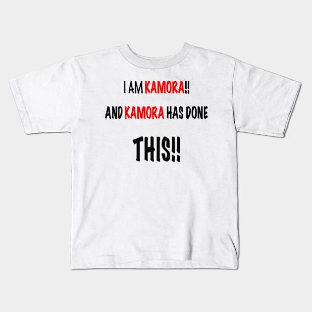 I am KAMORA and KAMORA has done this Kids T-Shirt by Kay beany